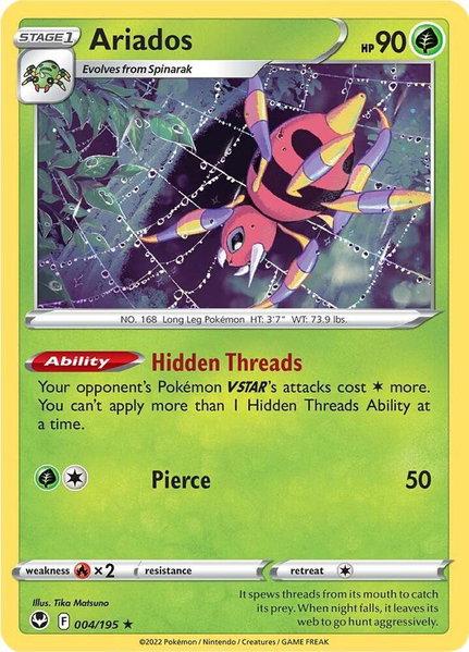 Ariados - SWSH12: Silver Tempest Pokémon trading card