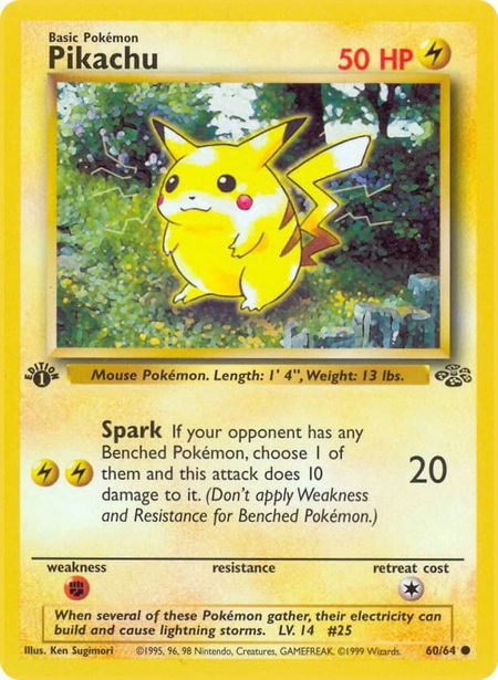 Pikachu trading card from Jungle Pikachu - Jungle Pokémon trading card