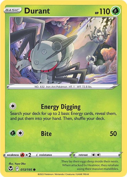 Durant trading card from SWSH12: Silver Tempest Durant - SWSH12: Silver Tempest Pokémon trading card