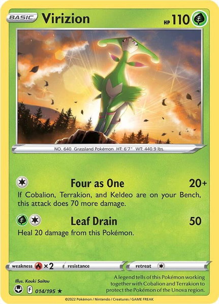 Virizion - SWSH12: Silver Tempest Pokémon trading card