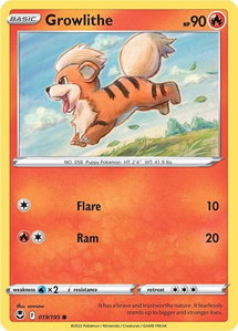 Growlithe - SWSH12: Silver Tempest (SWSH12) #019/195 - Common Pokémon Trading Card