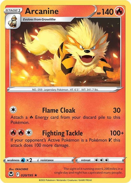 Arcanine - SWSH12: Silver Tempest Pokémon trading card