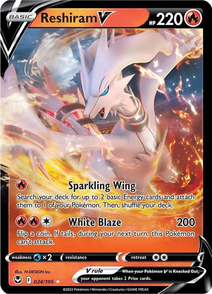 Reshiram V trading card from SWSH12: Silver Tempest Reshiram V - SWSH12: Silver Tempest Pokémon trading card