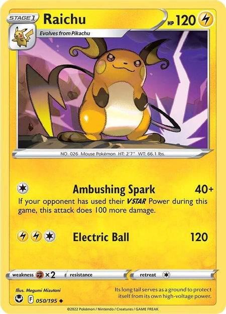 Raichu - SWSH12: Silver Tempest Pokémon trading card