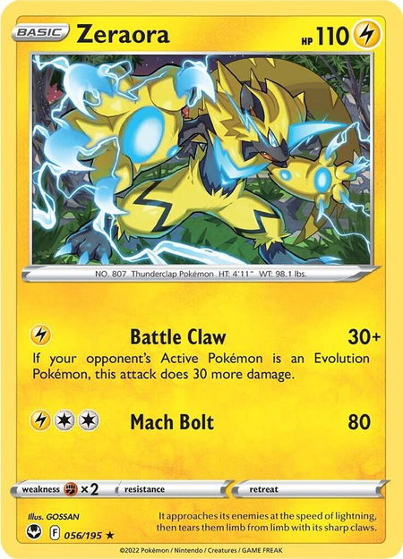 Zeraora - SWSH12: Silver Tempest Pokémon trading card