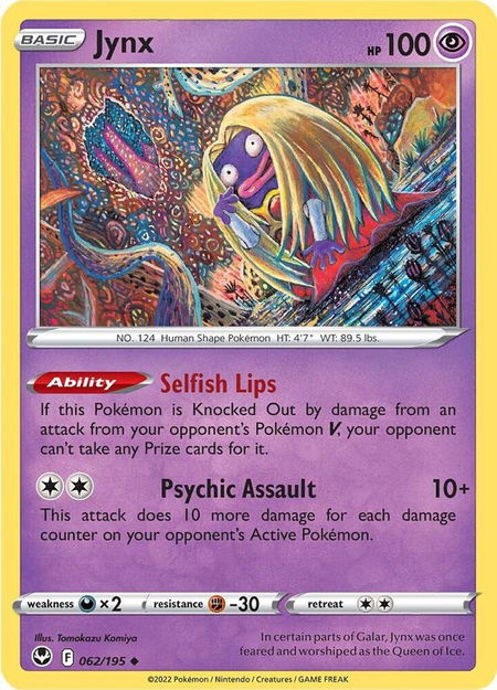 Jynx - SWSH12: Silver Tempest Pokémon trading card
