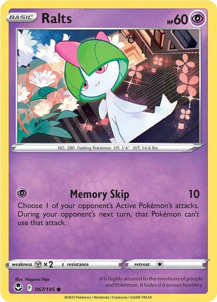 Ralts trading card from SWSH12: Silver Tempest Ralts - SWSH12: Silver Tempest Pokémon trading card