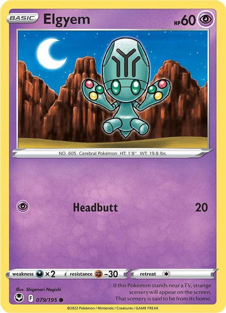 Elgyem - SWSH12: Silver Tempest Pokémon trading card