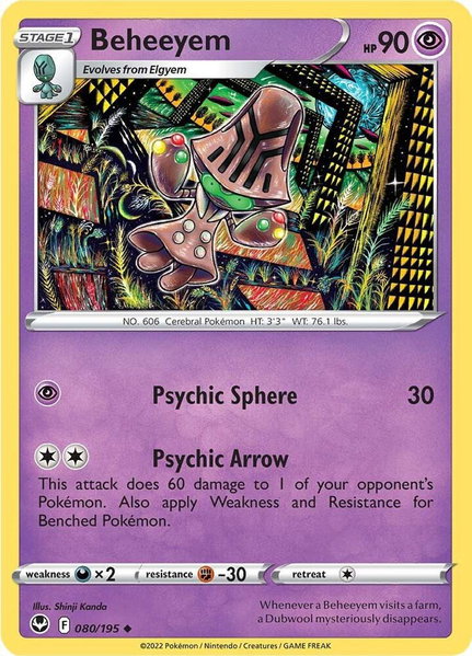 Beheeyem trading card from SWSH12: Silver Tempest Beheeyem - SWSH12: Silver Tempest Pokémon trading card