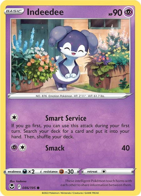 Indeedee - SWSH12: Silver Tempest Pokémon trading card