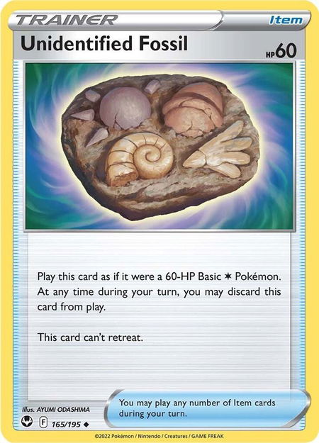 Unidentified Fossil - SWSH12: Silver Tempest Pokémon trading card