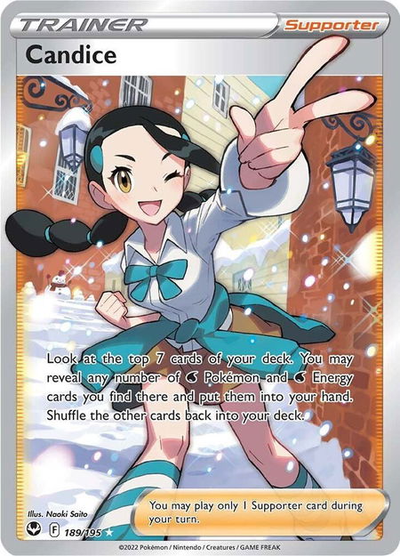 Candice (Full Art) trading card from SWSH12: Silver Tempest Candice (Full Art) - SWSH12: Silver Tempest Pokémon trading card