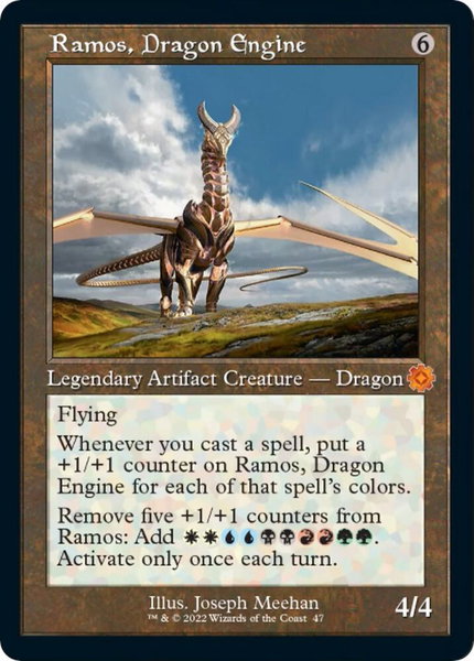 Ramos, Dragon Engine trading card from The Brothers' War: Retro Frame Artifacts Ramos, Dragon Engine - The Brothers' War: Retro Frame Artifacts Magic: The Gathering trading card