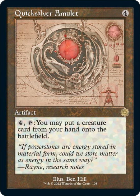 Quicksilver Amulet (Schematic) trading card from The Brothers' War: Retro Frame Artifacts Quicksilver Amulet (Schematic) - The Brothers' War: Retro Frame Artifacts Magic: The Gathering trading card