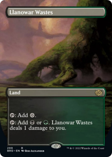 Llanowar Wastes (Borderless) trading card from The Brothers' War Llanowar Wastes (Borderless) - The Brothers' War Magic: The Gathering trading card