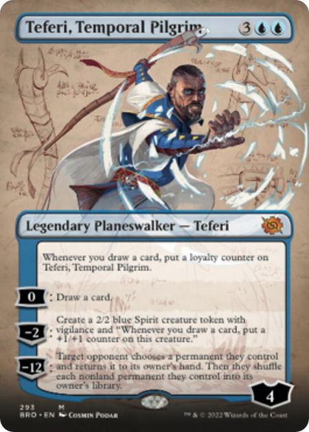 Teferi, Temporal Pilgrim (Borderless) - The Brothers' War Magic: The Gathering trading card