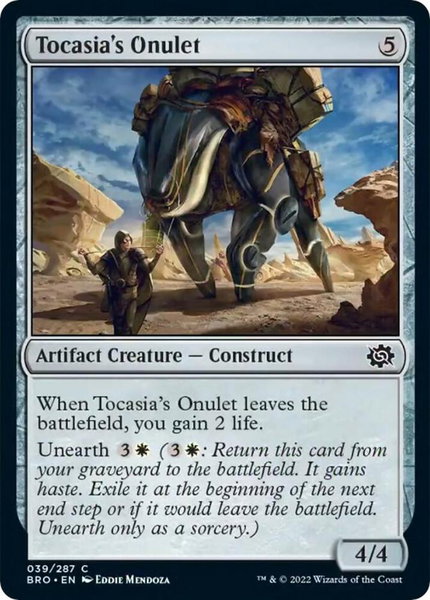 Tocasia's Onulet trading card from The Brothers' War Tocasia's Onulet - The Brothers' War Magic: The Gathering trading card