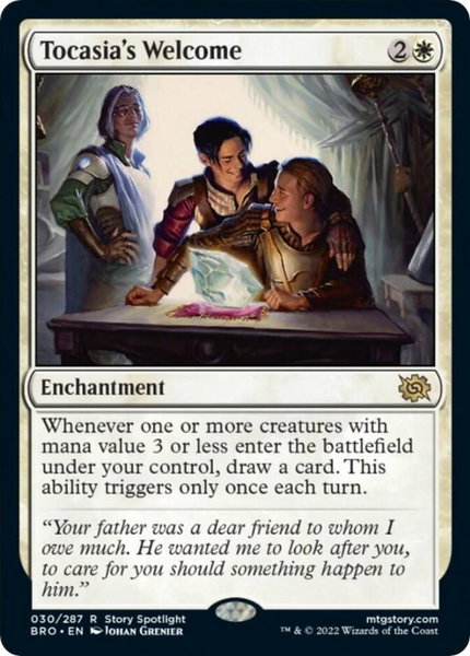 Tocasia's Welcome trading card from The Brothers' War Tocasia's Welcome - The Brothers' War Magic: The Gathering trading card