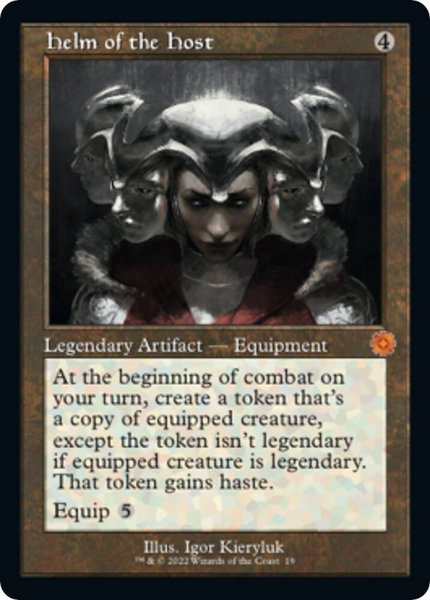 Helm of the Host trading card from The Brothers' War: Retro Frame Artifacts Helm of the Host - The Brothers' War: Retro Frame Artifacts Magic: The Gathering trading card