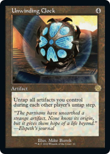 Unwinding Clock trading card from The Brothers' War: Retro Frame Artifacts Unwinding Clock - The Brothers' War: Retro Frame Artifacts Magic: The Gathering trading card