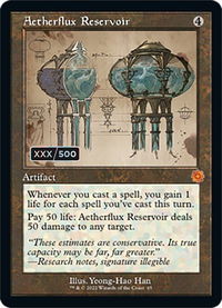 Aetherflux Reservoir (Schematic) (Serial Numbered) - The Brothers' War: Retro Frame Artifacts (BRR) #65z - Mythic Magic: The Gathering Trading Card