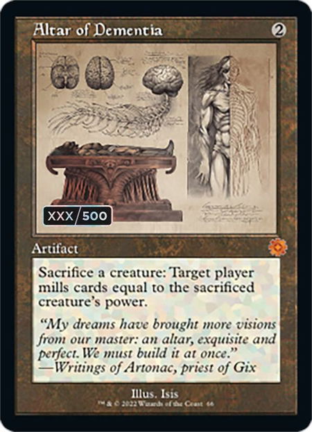 Altar of Dementia (Schematic) (Serial Numbered) - The Brothers' War: Retro Frame Artifacts Magic: The Gathering trading card