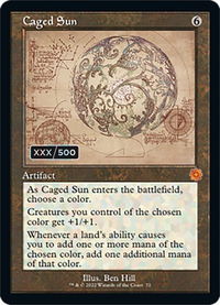 Caged Sun (Schematic) (Serial Numbered) - The Brothers' War: Retro Frame Artifacts (BRR) #72z - Mythic Magic: The Gathering Trading Card