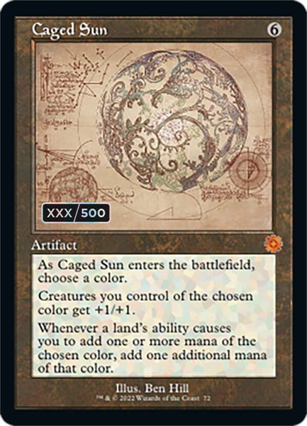 Caged Sun (Schematic) (Serial Numbered) trading card from The Brothers' War: Retro Frame Artifacts Caged Sun (Schematic) (Serial Numbered) - The Brothers' War: Retro Frame Artifacts Magic: The Gathering trading card