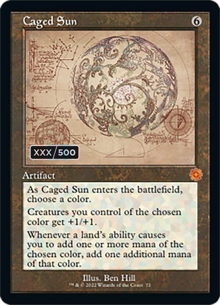 Caged Sun (Schematic) (Serial Numbered) - The Brothers' War: Retro Frame Artifacts Magic: The Gathering trading card