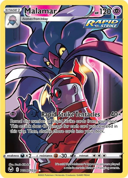 Malamar trading card from SWSH12: Silver Tempest Trainer Gallery Malamar - SWSH12: Silver Tempest Trainer Gallery Pokémon trading card