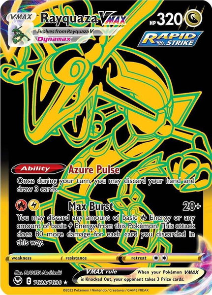Rayquaza VMAX (Secret) trading card from SWSH12: Silver Tempest Trainer Gallery Rayquaza VMAX (Secret) - SWSH12: Silver Tempest Trainer Gallery Pokémon trading card