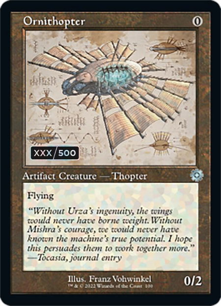 Ornithopter (Schematic) (Serial Numbered) - The Brothers' War: Retro Frame Artifacts Magic: The Gathering trading card