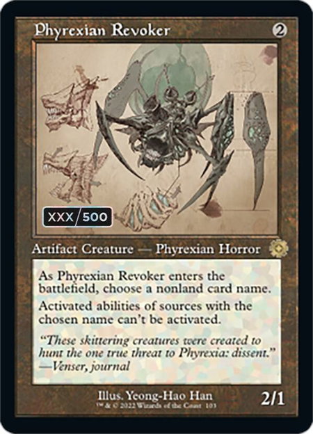 Phyrexian Revoker (Schematic) (Serial Numbered) - The Brothers' War: Retro Frame Artifacts Magic: The Gathering trading card