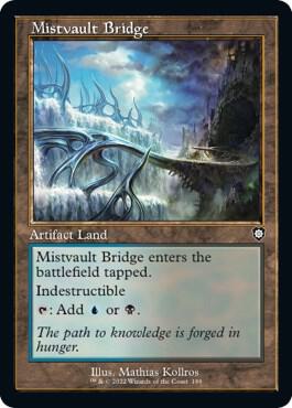 Mistvault Bridge (Retro Frame) trading card from Commander: The Brothers' War Mistvault Bridge (Retro Frame) - Commander: The Brothers' War Magic: The Gathering trading card