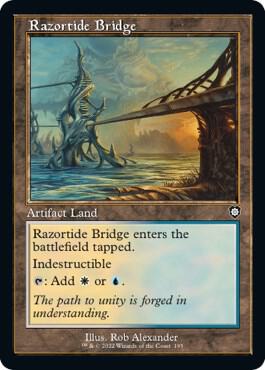 Razortide Bridge (Retro Frame) - Commander: The Brothers' War Magic: The Gathering trading card