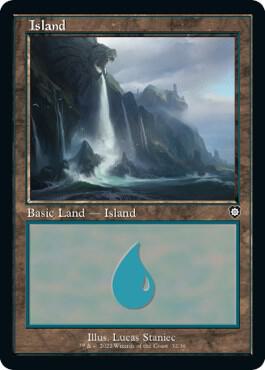 Island (32) (Retro Frame) - Commander: The Brothers' War Magic: The Gathering trading card