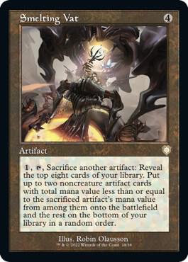 Smelting Vat (Retro Frame) trading card from Commander: The Brothers' War Smelting Vat (Retro Frame) - Commander: The Brothers' War Magic: The Gathering trading card