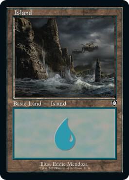 Island (31) (Retro Frame) - Commander: The Brothers' War Magic: The Gathering trading card