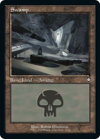 Swamp (34) (Retro Frame) - Commander: The Brothers' War (BRC) #34 - Land Magic: The Gathering Trading Card