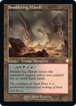 Smoldering Marsh (Retro Frame) - Commander: The Brothers' War Magic: The Gathering trading card