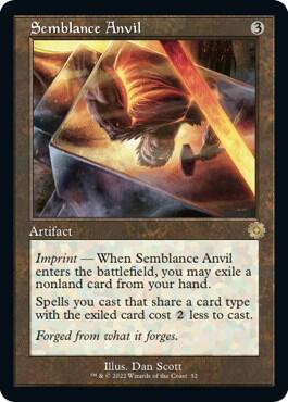 Semblance Anvil trading card from The Brothers' War: Retro Frame Artifacts Semblance Anvil - The Brothers' War: Retro Frame Artifacts Magic: The Gathering trading card