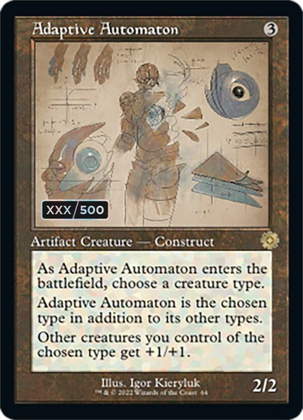 Adaptive Automaton (Schematic) (Serial Numbered) trading card from The Brothers' War: Retro Frame Artifacts Adaptive Automaton (Schematic) (Serial Numbered) - The Brothers' War: Retro Frame Artifacts Magic: The Gathering trading card