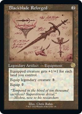 Blackblade Reforged (Schematic) trading card from The Brothers' War: Retro Frame Artifacts Blackblade Reforged (Schematic) - The Brothers' War: Retro Frame Artifacts Magic: The Gathering trading card