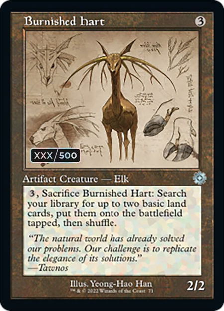 Burnished Hart (Schematic) (Serial Numbered) - The Brothers' War: Retro Frame Artifacts Magic: The Gathering trading card