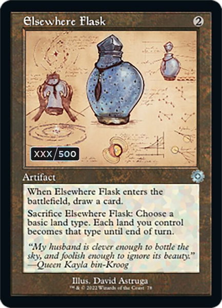 Elsewhere Flask (Schematic) (Serial Numbered) trading card from The Brothers' War: Retro Frame Artifacts Elsewhere Flask (Schematic) (Serial Numbered) - The Brothers' War: Retro Frame Artifacts Magic: The Gathering trading card