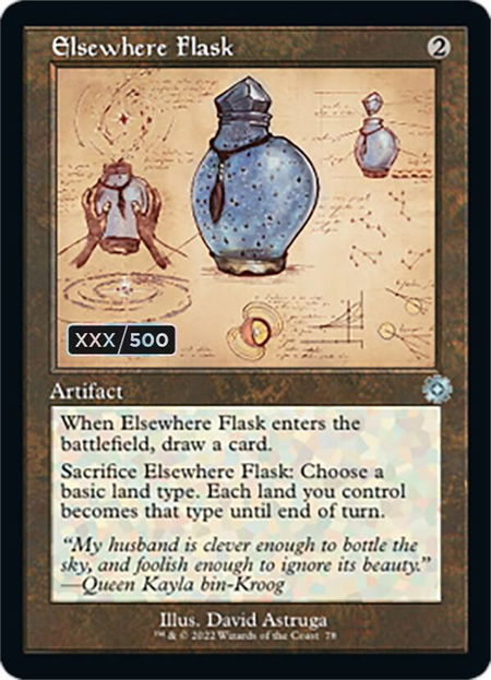 Elsewhere Flask (Schematic) (Serial Numbered) - The Brothers' War: Retro Frame Artifacts Magic: The Gathering trading card