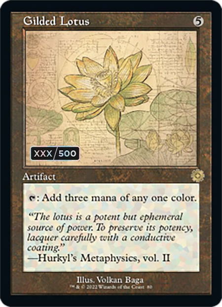 Gilded Lotus (Schematic) (Serial Numbered) trading card from The Brothers' War: Retro Frame Artifacts Gilded Lotus (Schematic) (Serial Numbered) - The Brothers' War: Retro Frame Artifacts Magic: The Gathering trading card