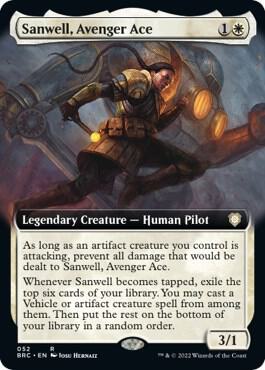 Sanwell, Avenger Ace (Extended Art) - Commander: The Brothers' War Magic: The Gathering trading card
