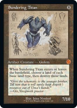 Sundering Titan (Schematic) - The Brothers' War: Retro Frame Artifacts Magic: The Gathering trading card
