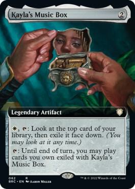Kayla's Music Box (Extended Art) trading card from Commander: The Brothers' War Kayla's Music Box (Extended Art) - Commander: The Brothers' War Magic: The Gathering trading card